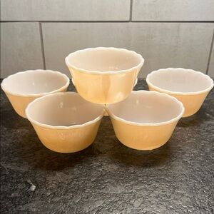 RARE 6 Dessert Cups. Vintage Fire King 6 oz Iridescent Peach Luster Like new!!